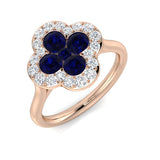 Blue Sapphire Clover Ring