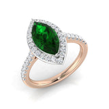 Marquise Cut Emerald Diamond Halo Ring |Gold & Platinum | UK Hallmarked