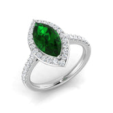 Marquise Cut Emerald Diamond Halo Ring |Gold & Platinum | UK Hallmarked