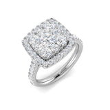 Natural Round Cut Diamond Cluster Engagement Ring