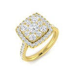 Natural Round Cut Diamond Cluster Engagement Ring