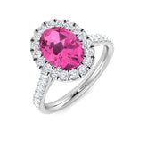 Pink Sapphire Halo Engagement Ring | Round Diamond Halo| 0.5ct - 3.5ct