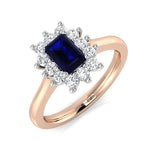Blue Sapphire Diamond Halo Ring for Women
