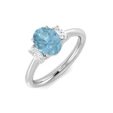 Oval Cut Aquamarine Trilogy Ring in White Gold