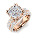 Round Diamond Cluster Multi Row Ring 2.75ct | Luxury Bridal Set | UK Hallmarked