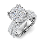 Round Diamond Cluster Multi Row Ring 2.75ct | Luxury Bridal Set | UK Hallmarked