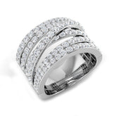 1.75Ct Rose Gold Multi-Band Diamond Statement Ring for Women