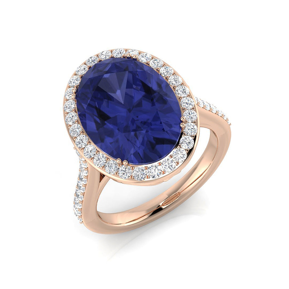 Luxury Tanzanite and Diamond Halo Ring for Women