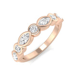 0.35-0.75ct Lab-Grown Marquise and Round Cut D/VVS Diamond Half Eternity Ring