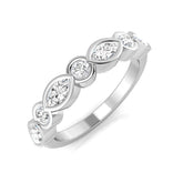 0.35-0.75ct Lab-Grown Marquise and Round Cut D/VVS Diamond Half Eternity Ring