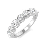 0.35-0.75ct Lab-Grown Marquise and Round Cut D/VVS Diamond Half Eternity Ring