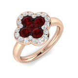 Four Leaf Ruby Ring with Diamonds