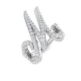 0,72 Karat runder Diamantring mit Mikropavé-Fassung und dem Anfangsbuchstaben M