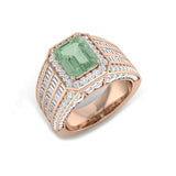Rose Gold Green Amethyst Cocktail Ring with Emerald Cut Centre Stone