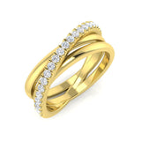 Elegant 0.30Ct White Gold Crossover Diamond Ring – Interlocking Triple Band Design