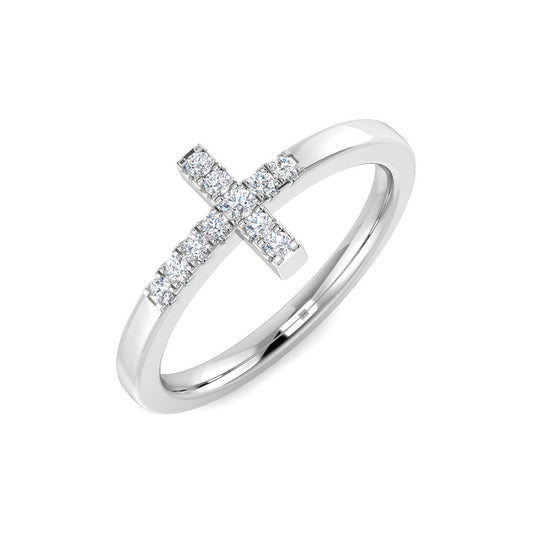 Elegant Diamond Cross Ring 0.10ct | UK Hallmarked Gold & Platinum