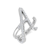 0.45 Carat Round Diamond Micro Pavé Letter A Initial Ring