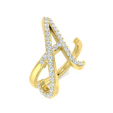 0.45 Carat Round Diamond Micro Pavé Letter A Initial Ring
