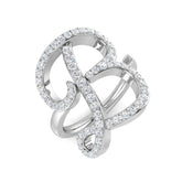 0.75 Carat Round Diamond Micro Pavé Letter B Initial Ring