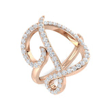 0.65 Carat Round Diamond Micro Pavé Letter D Initial Ring