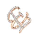 0.55 Carat Round Diamond Micro Pavé Letter E Initial Ring