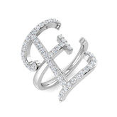 0.55 Carat Round Diamond Micro Pavé Letter E Initial Ring