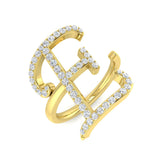 0.55 Carat Round Diamond Micro Pavé Letter E Initial Ring
