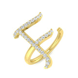 0.35 Carat Round Diamond Micro Pavé Letter F Initial Ring
