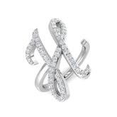0.55 Carat Round Diamond Micro Pavé Letter H Initial Ring