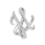 0.55 Carat Round Diamond Micro Pavé Letter H Initial Ring