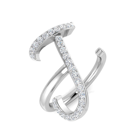 Personalised Diamond J Initial Ring 0.33ct | UK Hallmarked Gold & Platinum