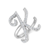 Sparkling Diamond Letter K Ring in Gold & Platinum