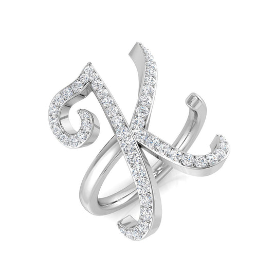 Sparkling Diamond Letter K Ring in Gold & Platinum