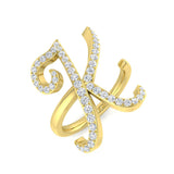 0.52 Carat Round Diamond Micro Pavé Letter K Initial Ring