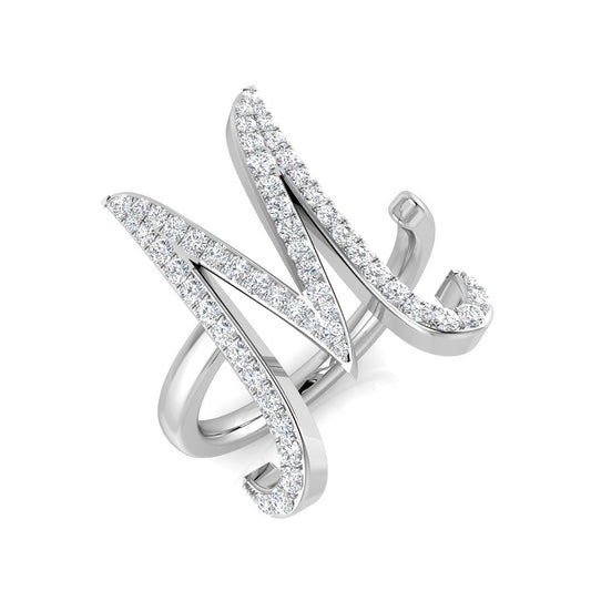 Classic Diamond M Initial Ring 0.50ct | UK Hallmarked Gold & Platinum