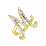 0.50 Carat Round Diamond Micro Pavé Letter M Initial Ring