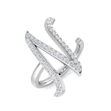 0.45 Carat Round Diamond Micro Pavé Letter N Initial Ring