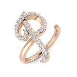 0.40 Carat Round Diamond Micro Pavé Letter P Initial Ring