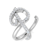 0.40 Carat Round Diamond Micro Pavé Letter P Initial Ring