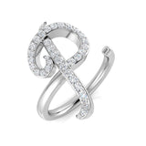 0.40 Carat Round Diamond Micro Pavé Letter P Initial Ring
