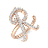 0.50 Carat Round Diamond Micro Pavé Letter R Initial Ring