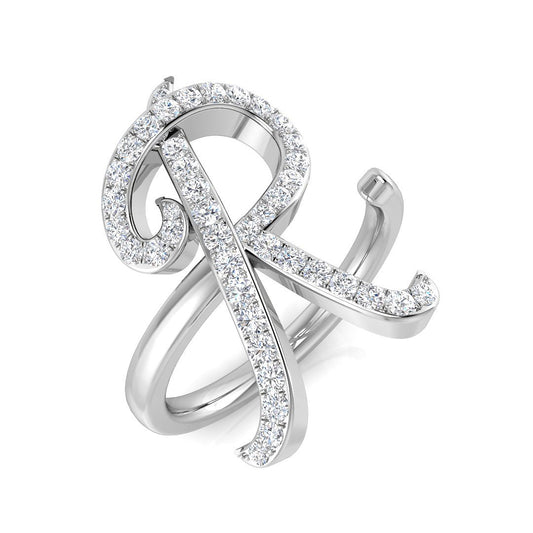 Premium Diamond R Initial Ring 0.50ct | UK Hallmarked Gold & Platinum