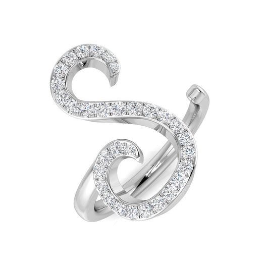 Luxury Diamond S Initial Ring 0.33ct | Hallmarked Gold & Platinum