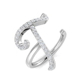 0.35 Carat Round Diamond Micro Pavé Letter T Initial Ring