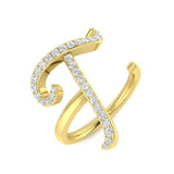 0.35 Carat Round Diamond Micro Pavé Letter T Initial Ring