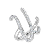 0.40 Carat Round Diamond Micro Pavé Letter U Initial Ring