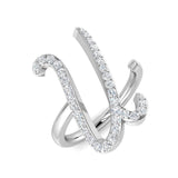 0.40 Carat Round Diamond Micro Pavé Letter U Initial Ring