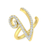 0.45 Carat Round Diamond Micro Pavé Letter V Initial Ring