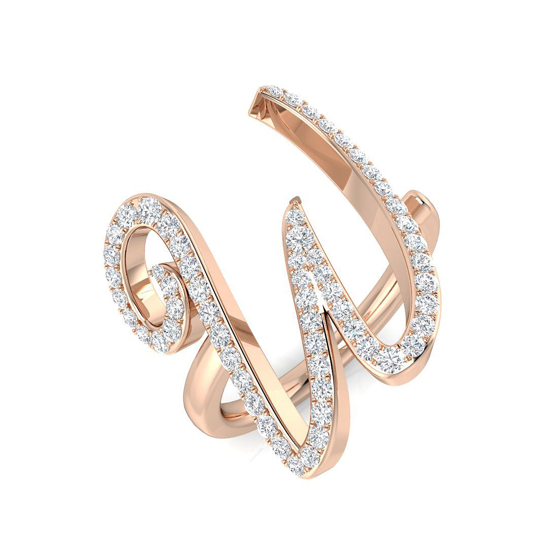 0.55 Carat Round Diamond Micro Pavé Letter W Initial Ring