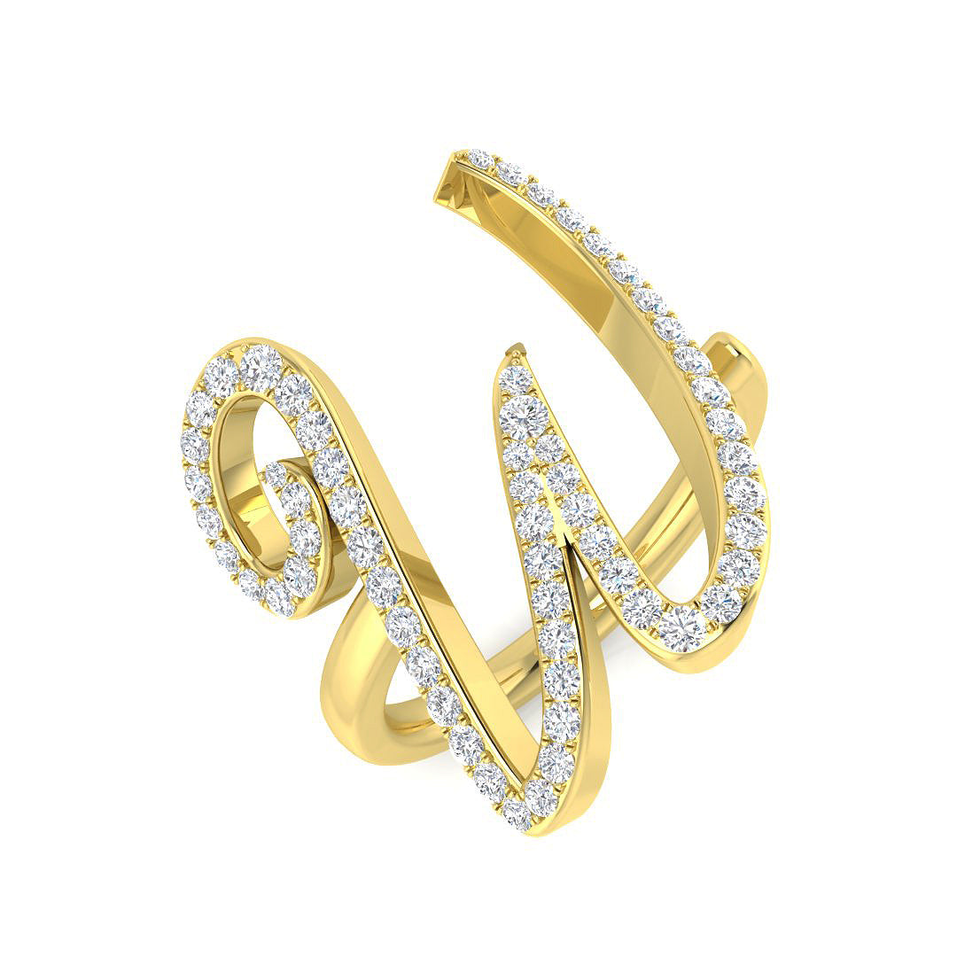 0.55 Carat Round Diamond Micro Pavé Letter W Initial Ring